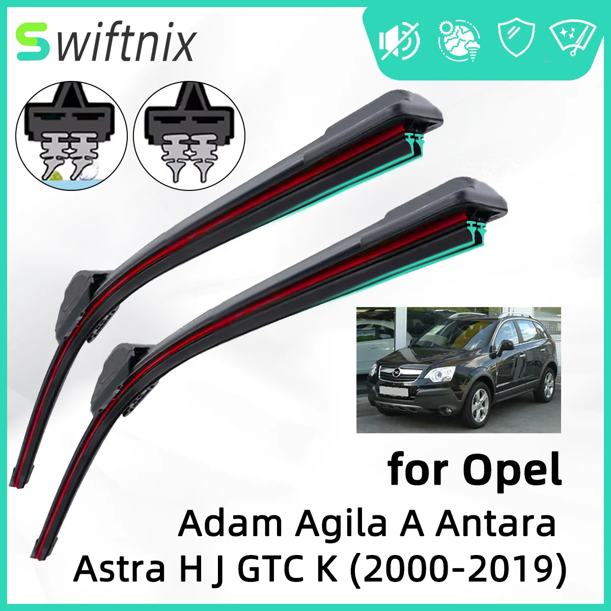 Double Rubber Car Wiper for Opel A Series Adam Agila Antara Astra H J K Front Wiper Blades Brushes Cutter Accessories Windscreen