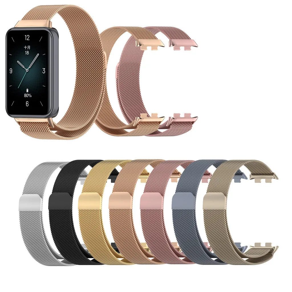 Миланский ремешок для Honor Band 9 10, сменный браслет из нержавеющей стали с магнитной петлей, умный браслет