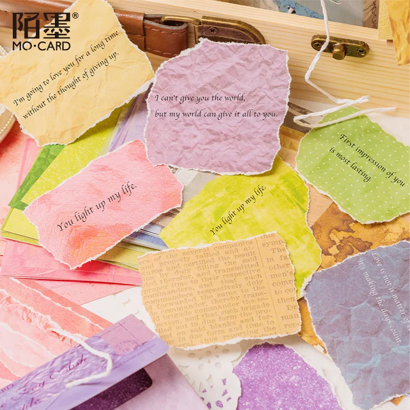 JIANWU 100 Pcs Retro Material Memo Pads Cute Colorful DIY Journal Scrapbooking Decorative Sticky Notes Paper Kawaii Stationery