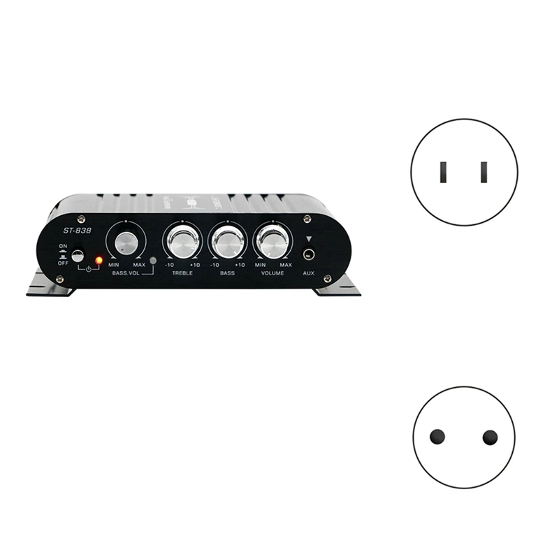 ST-838 Mini Hifi 2.1 Channel Stereo Bass Amp Bass และ Treble ปรับเครื่องขยายเสียงรถบ้าน Amp