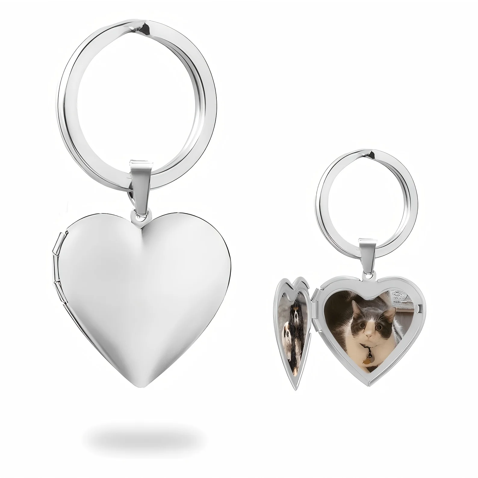 Custom 1/2 Photo Heart Frame Locket Keychain Personalised Key Ring Memorial Keepsake for Loved Ones & Pets Special Souvenir Gift view 4