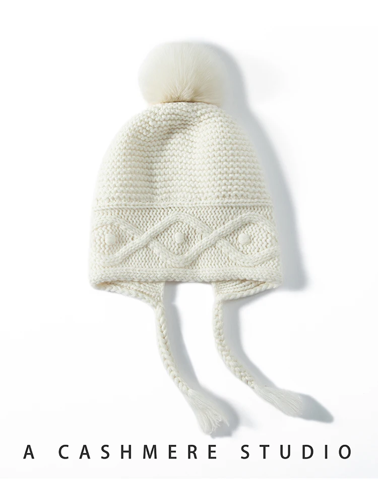 TLOML Autumn Winter Women's Cashmere Hat 100% Cashmere Cable Knitting Little braid Hats Warm Pullover Caps Casual Cashmere Hats