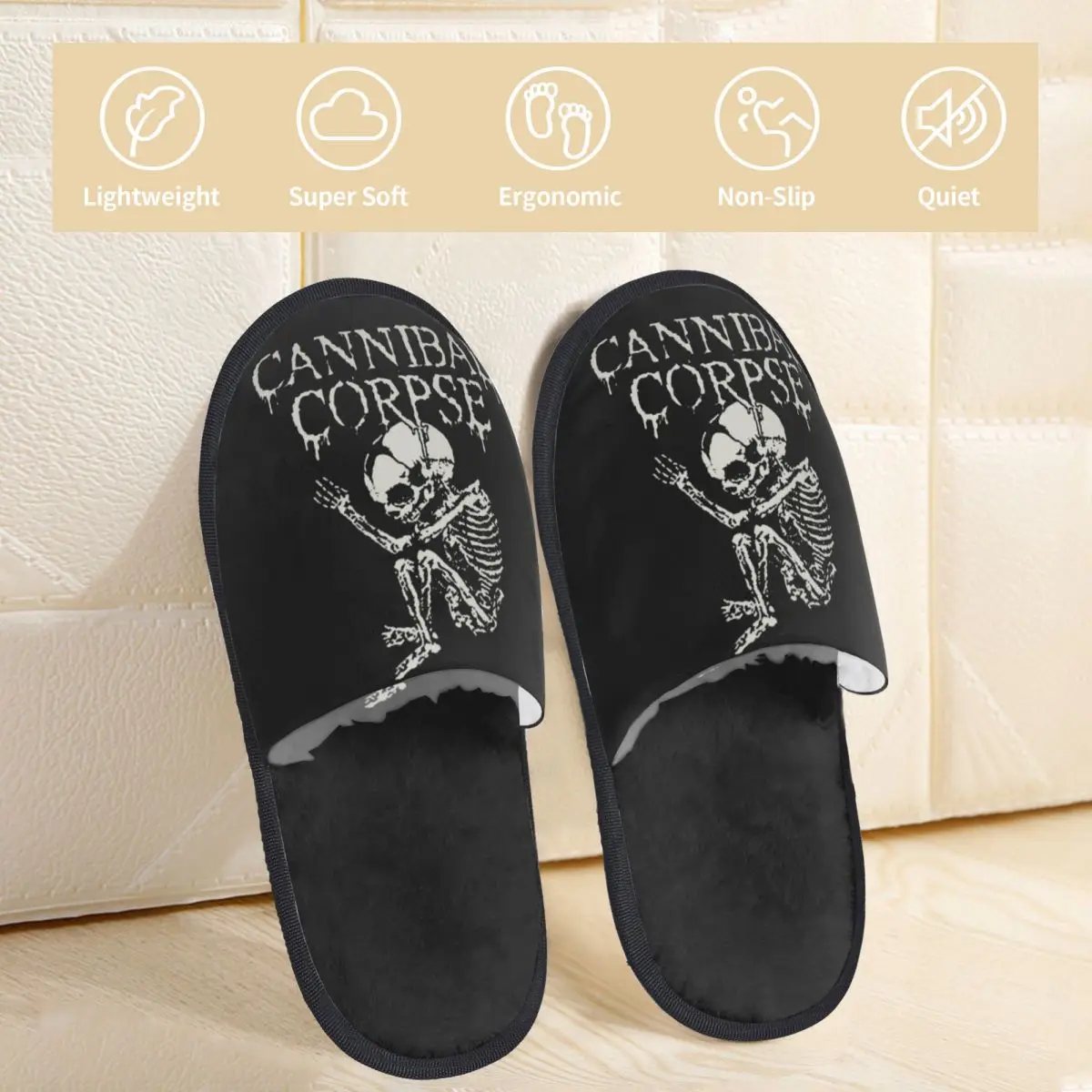 Winter House Slippers Cannibal Corpse Death Metal BandB Merch Household Fur Slides Slippers Bedroom Cozy Anti-skid Slides