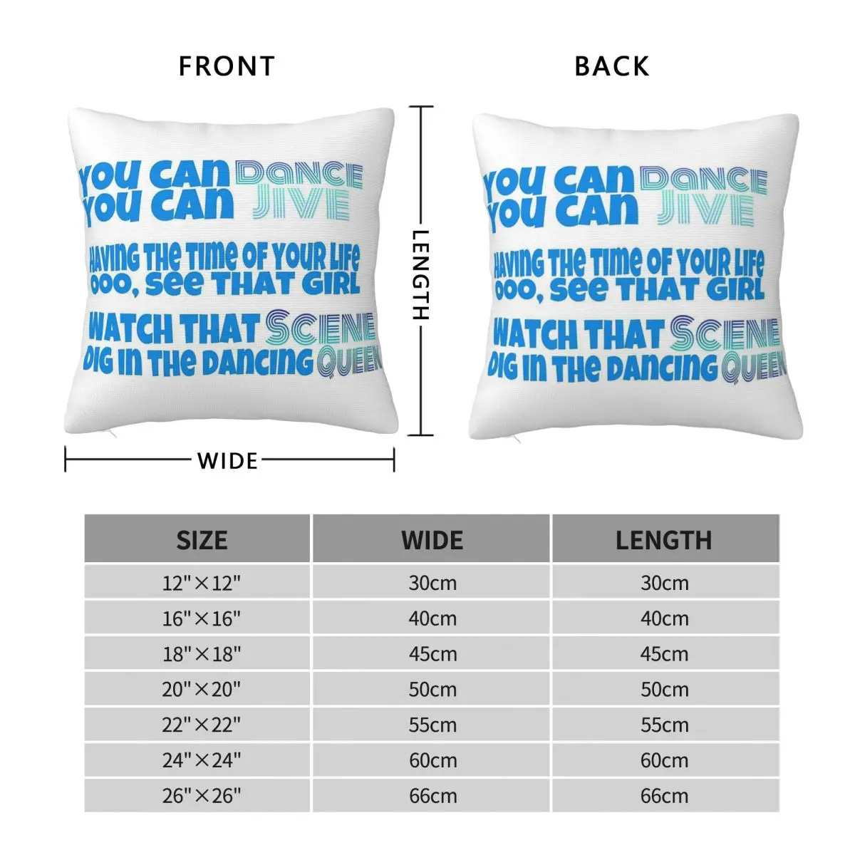 Dancing Queen Lyrics Square Pillowcase Polyester Linen Velvet Pattern Zip Decorative Throw Pillow Case Home Cushion Cover 18