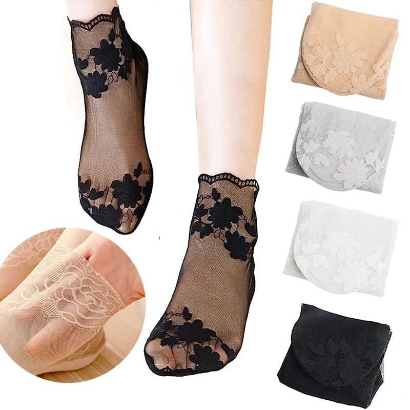 

Lace Comfortable Socks Sexy Antiskid Non-slip Invisible Liner Sock Elastic Comfy Thin Breathable Ankle Short Socks Summer Women