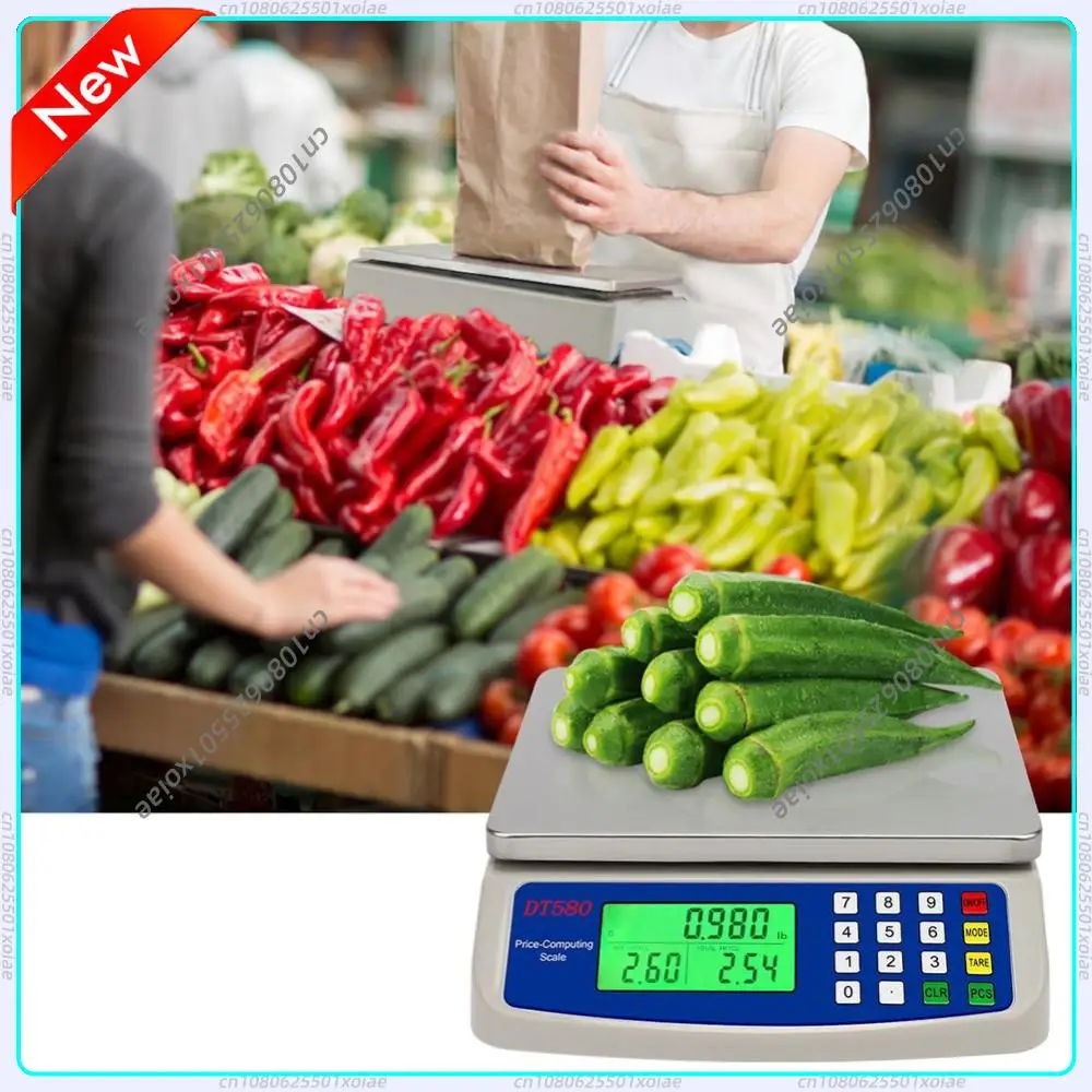 30kg/1g Large Digital Kitchen Scale with Tare Function Price Computing Scale Stainless Steel Counting Scale for Meat Vegetables