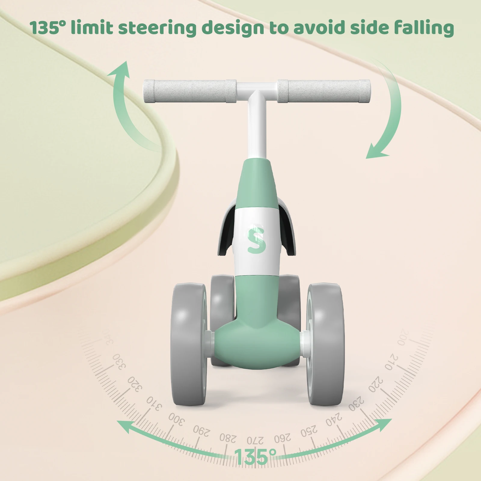 Sejoy Baby Balance Bike Children Walker for 1-3 Years Old Boys Girls 12-36 Months Kids Toddler 4 Wheels Riding Toys,Birthday Gif