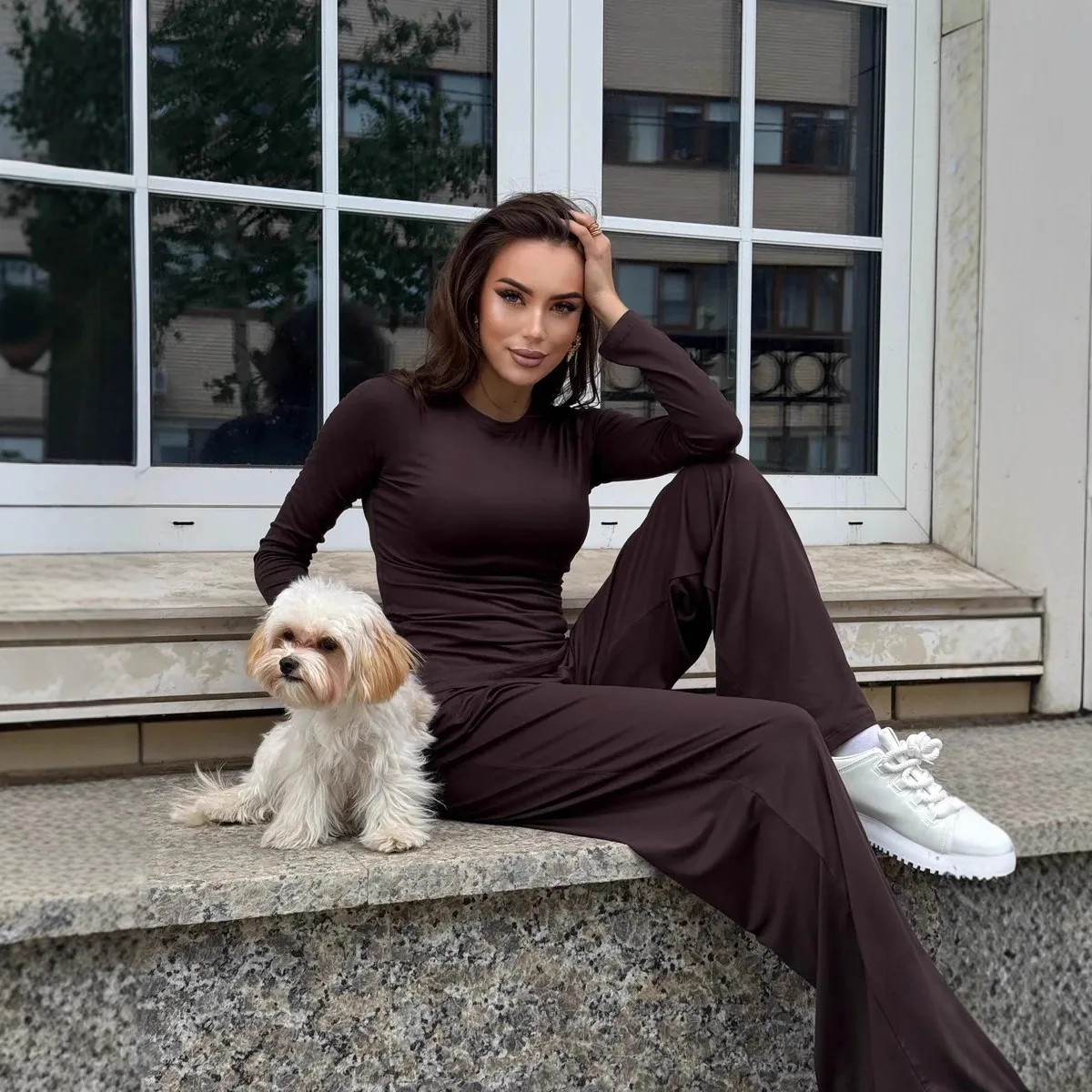 

Conjuntos Elegantes Para Mujeres 2 Piezas New Women's Sports Suit Slim Long Sleeves Trousers Casual Home Clothes For Women 2025