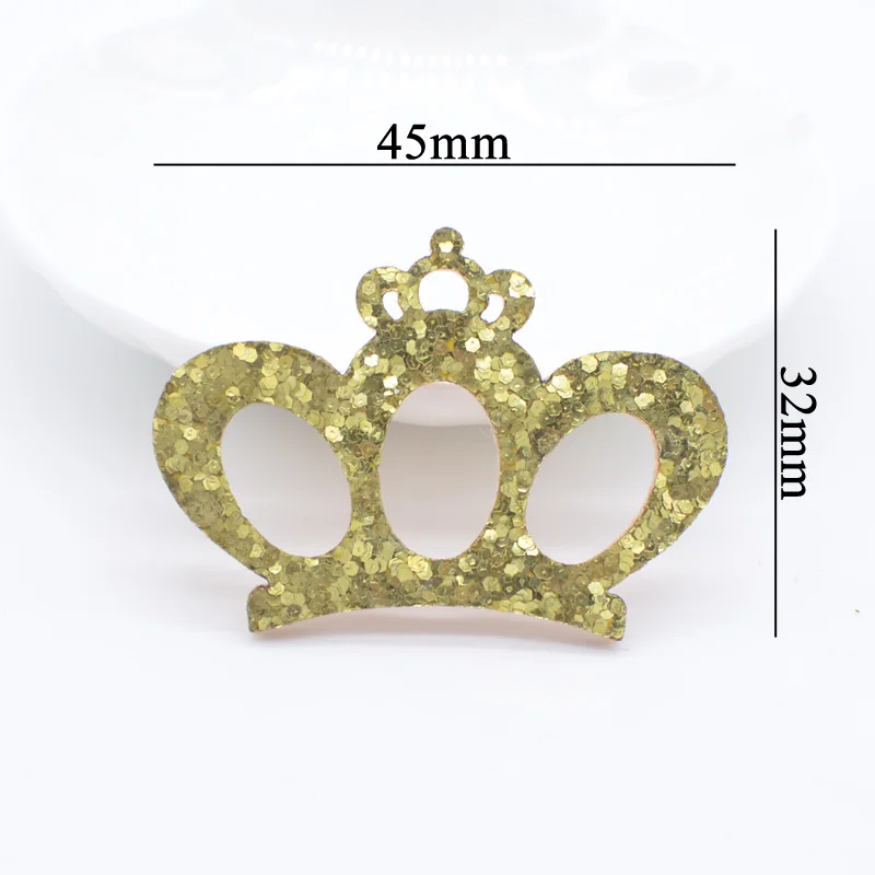 20Pcs 45*32mm Crown Non-woven Padded Glitter Fabric Appliques for Crafts Clothes Patches DIY Headwear Bow Decor Accessories