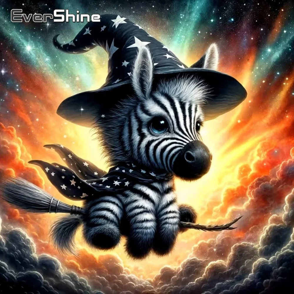 EverShine 5D DIY Diamant-Stickerei Zebra Tierbild Cartoon Vollquadrat-Diamant-Mosaik Wohnzimmer Kunsthandwerk