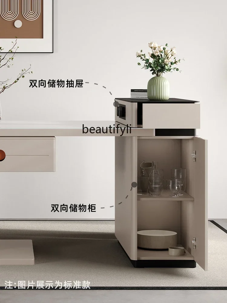 Cream Style Mahjong Table Multifunctional Retractable Household Stone Plate Kitchen Island Dining Table Automatic Mahjong