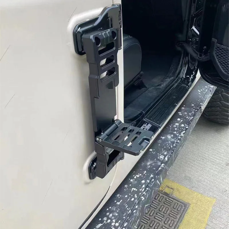 Foldable Car Folding CNC Aluminum Climbing Ladder Door Hinge Footrests for Jeep wrangler JK JL Heavy Duty Footboard Side Ladder