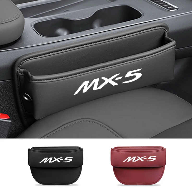 Nappa Car Seat Crevice Storage Box Seat Slit Catcher Organizer  For Mazda MX-5 Miata 2019 2020 2021 2022 2023 Car Accessories