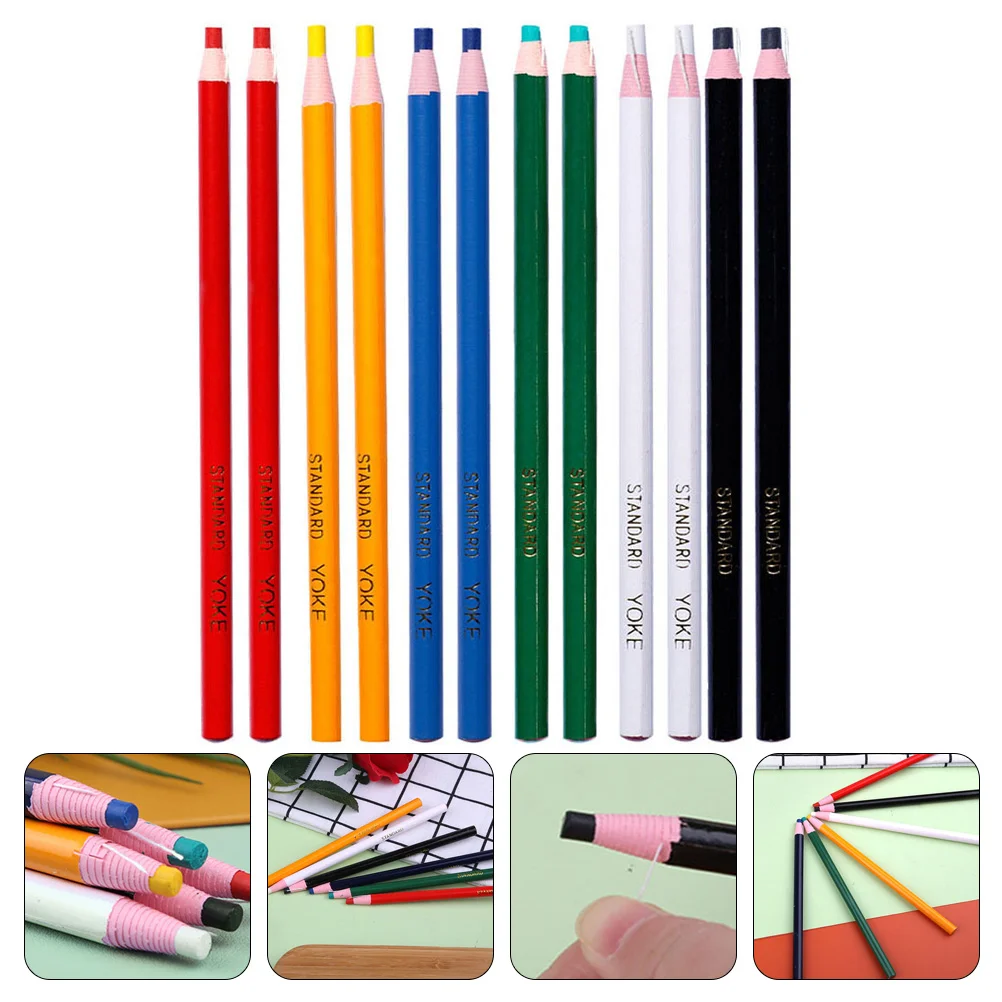 12 Pcs Colored Pencil Crayon Wax Marker Pens Peel-off Grease Pencils Bulk Portable Child