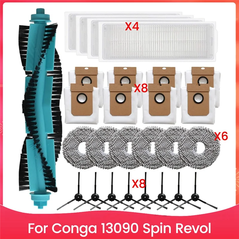 

AT63-для Conga 13090, аксессуары для вращения, основная боковая щетка, HEPA-фильтр, запасные части для швабры