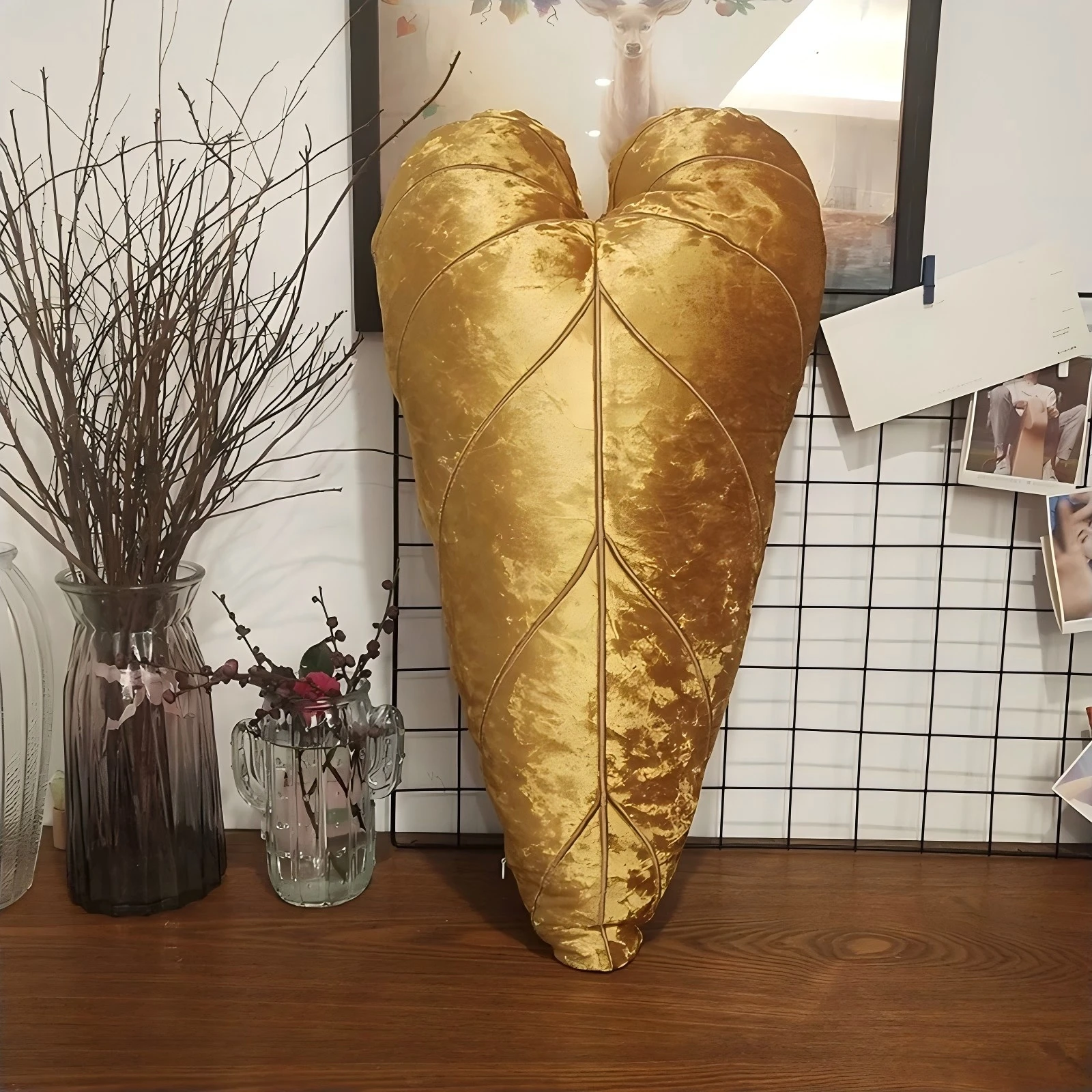Throw Pillow Leaf Decorative Pillowcase Sofa Cushion Anime Cartoon Plush Green Plant Pillow Flower Shaped Throw Pillow For Home