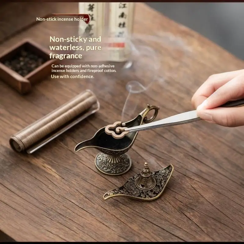 [S]Hot Sale Antique Style Lamp Metal Incense Burner Scented & Unscented Candle Holder Home Decor Gift Arabic Incense Burner