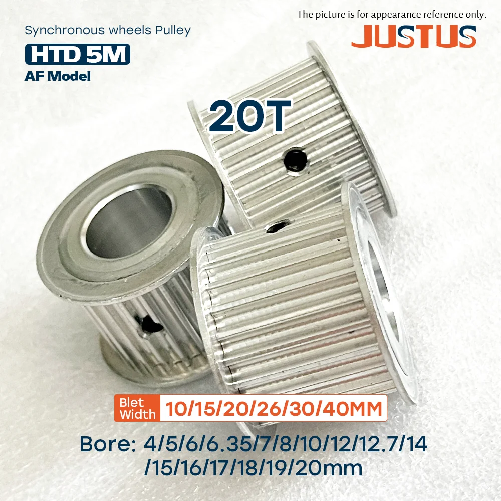 20 Teeth HTD 5M AF Shape Timing Pulley Bore 5-20mm for Synchronous Belt Width 10/15/20/25/30/40mm Used In Linear Pulley 5GT