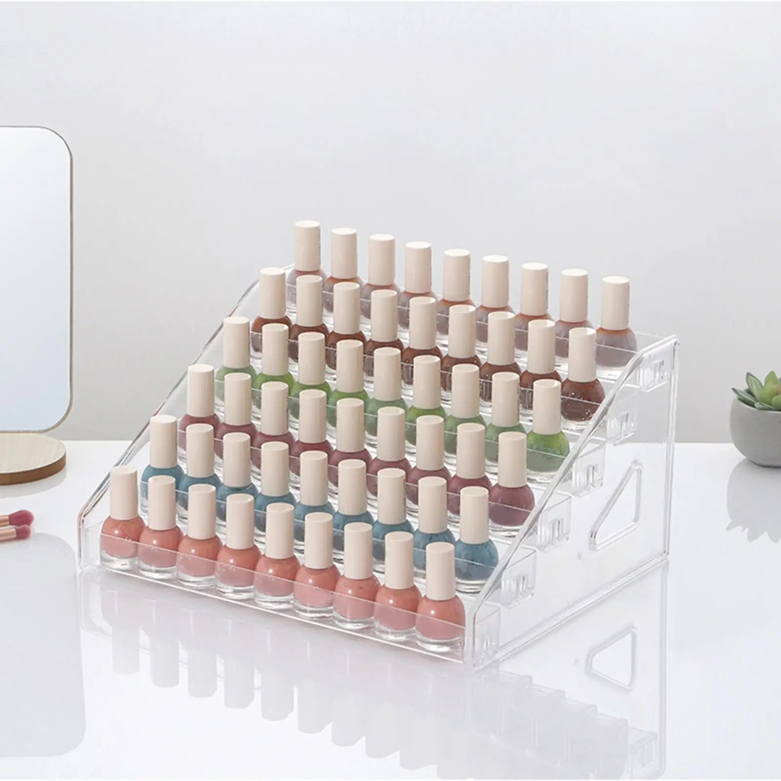 Clear Acrylic Nail Polish Storage Rack 4 Tier Stepped Display Stand for Cosmetic Bottles Essential Oils Makeup Organizer
