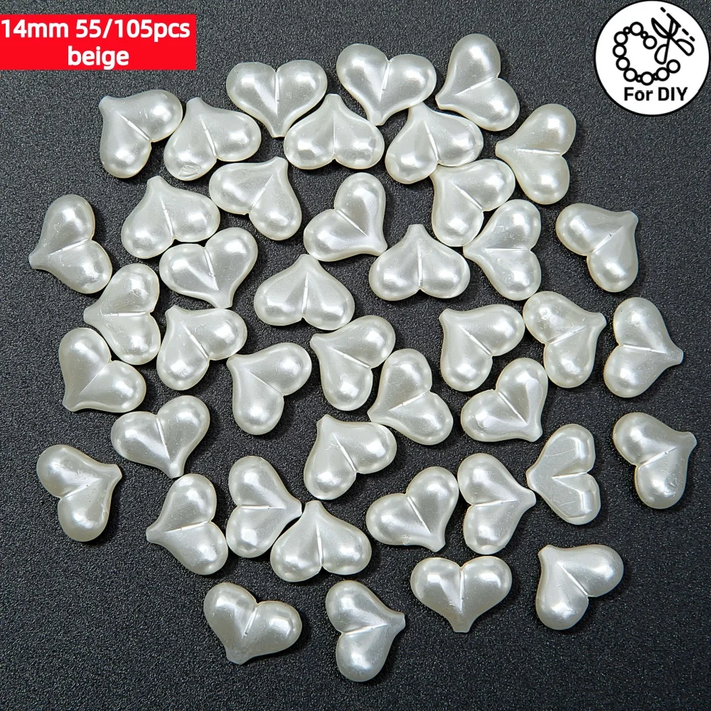 14mm 55/105 large peach heart beads, beige, suitable for DIY jewelry making, necklace, bracelet, earring,