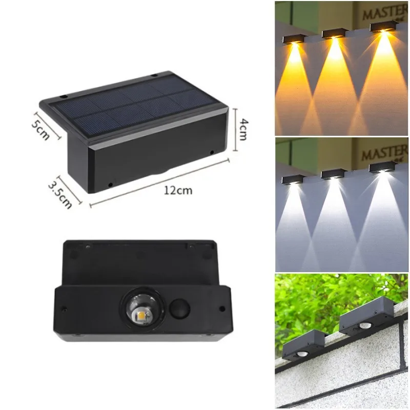 Solar Fence Lamp LED Outdoor Garden Decorative Light Waterproof Balcony Stair Courtyard Wall Lights Home Patio Ambiance Lamps