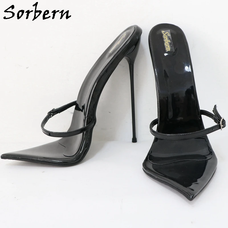 Sorbern Sexy 18cm Metal High Heel Sandals Ladies Slides Buckle Straps Play Fun Shoes Size 38 Evening Night Club Party Heels