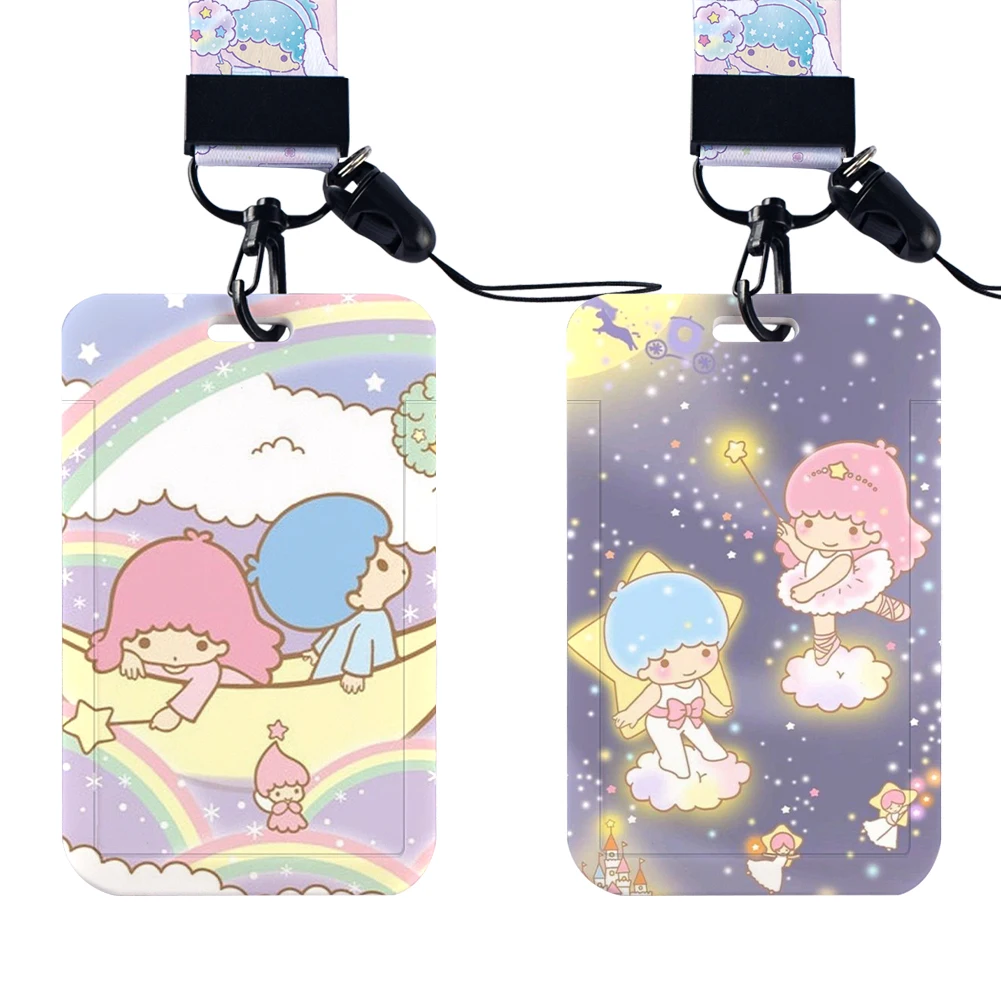 Kawaii Sanrio Little Twin Stars Card Cover Cartoon Bus Card Protective Sleeve Cute Girls School Bag Backpack Pendant Keychains