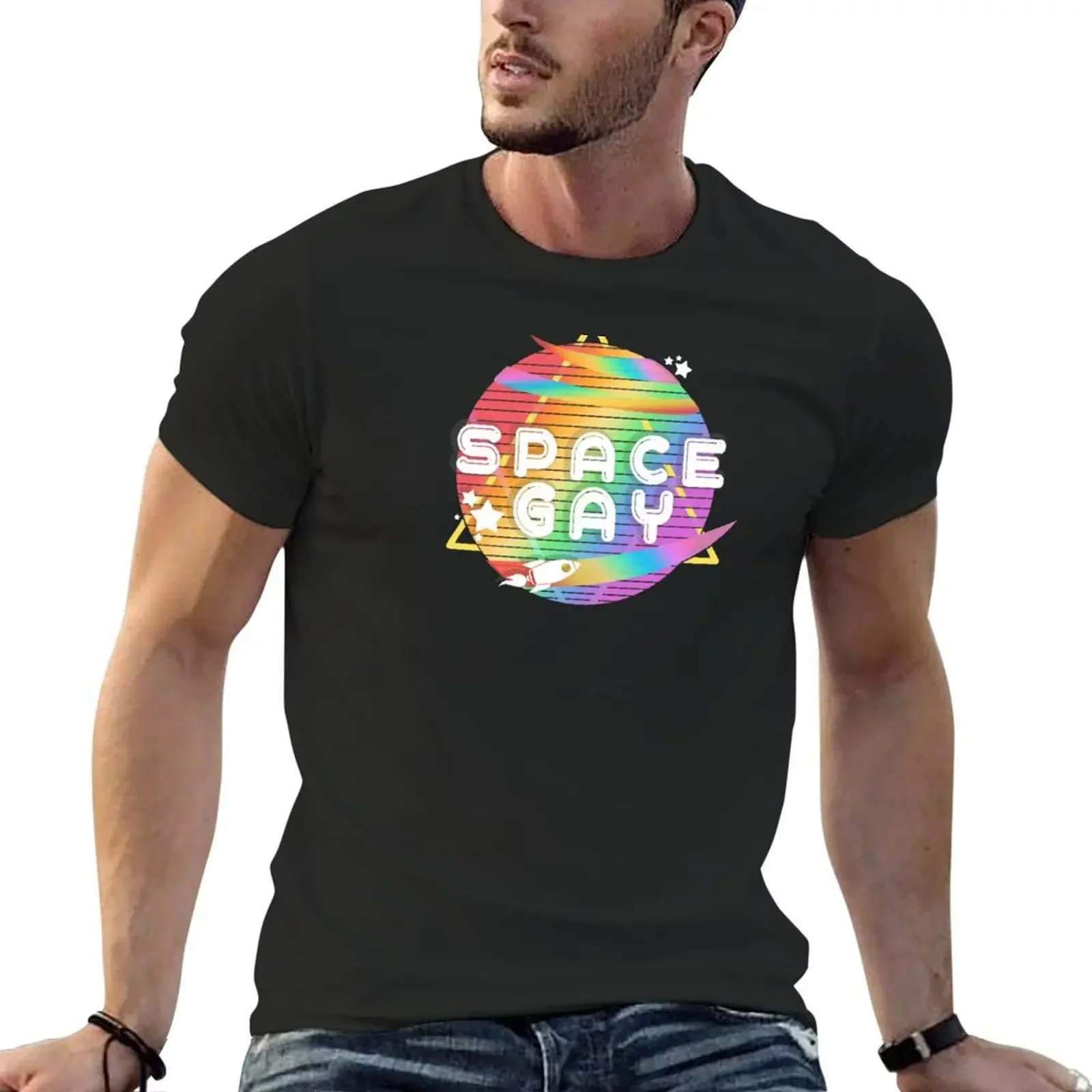 

Space Gay T-Shirt hippie clothes graphics Short sleeve tee cheap stuff funny t shirts men