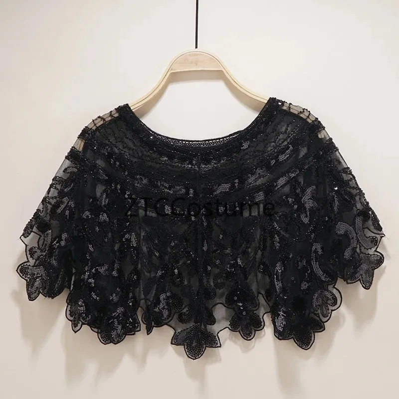 Vintage 1920s Flapper Dress with Sequin Shawl Mesh Cardigan Sexy Party Evening Gown Prom Costume view 6