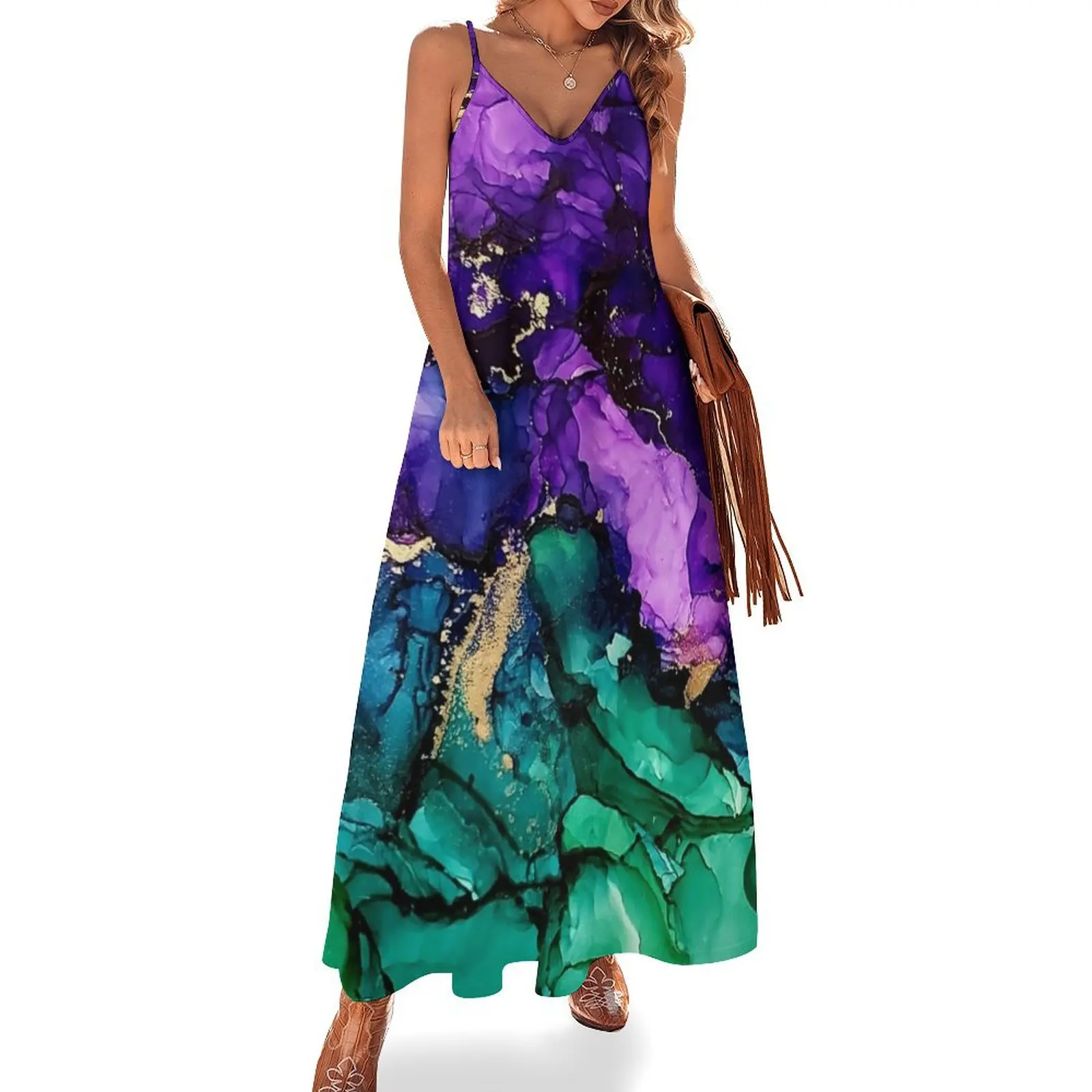 

Mardi Gras Alcohol Ink Art Sleeveless Dress womens clothing party dress women elegant luxury summer dress woman 2024