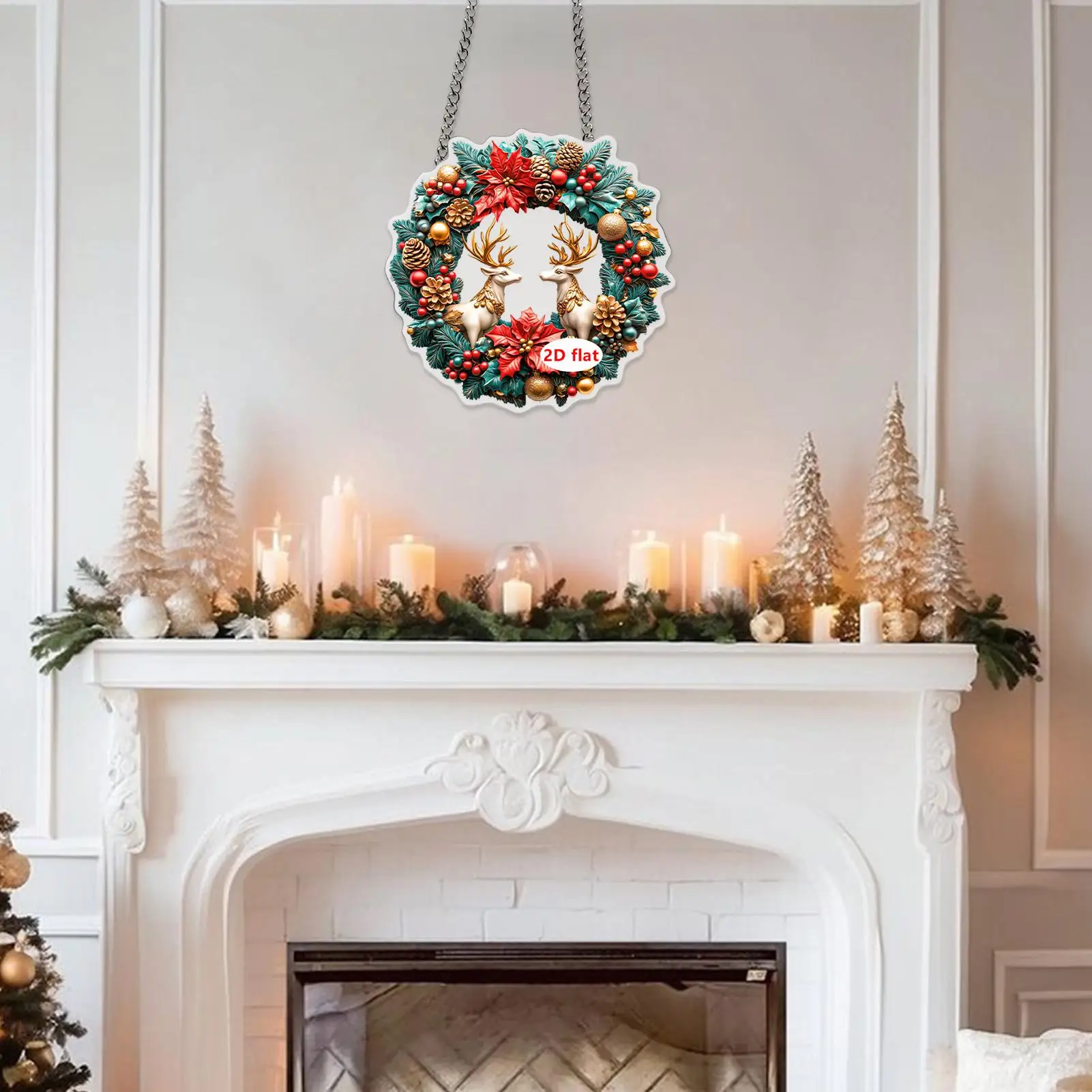 Christmas Tree Ornaments Hangable Christmas Farmhouse Ornaments Pendants 2D Acrylic Santa Claus For Indoor Outdoor Dining Room