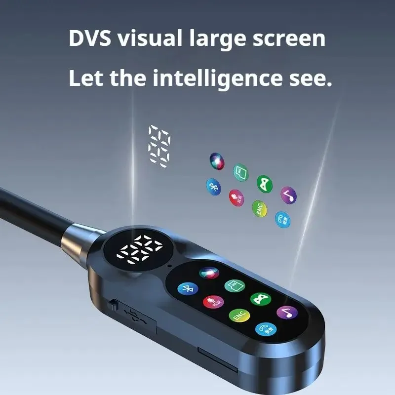 HD شاشة بلوتوث 5.4 سماعات شريط حول ياقة الملابس سماعات TWS سماعات لاسلكية HiFi ستيريو سماعات أذن مقاومة للماء تدعم بطاقة TF