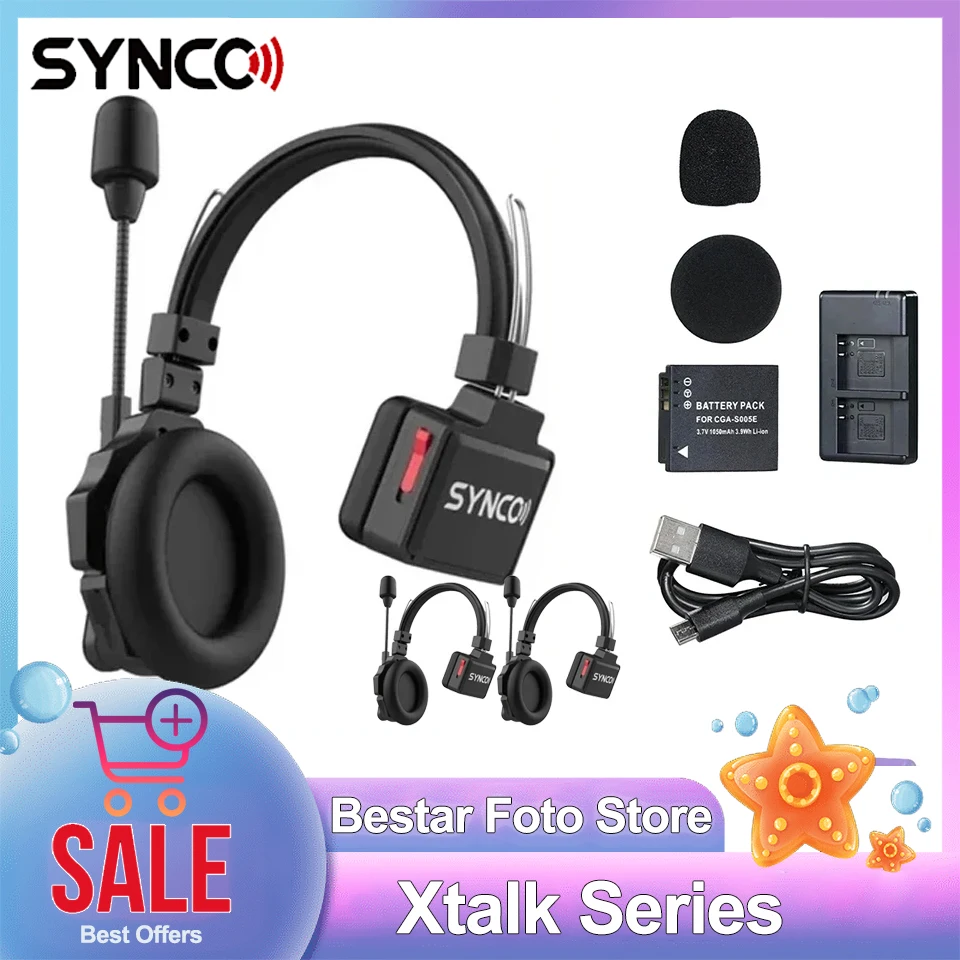 

Synco Xtalk 2.4G Wireless Microphone Intercom System Noise Reduction Intercom Headset for Outdoor Film Recording