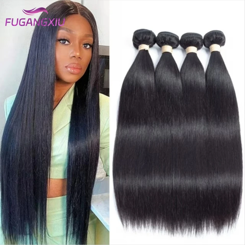 Cabelo brasileiro Weave Bundles Deal, extensões retas do cabelo humano, Remy preto natural, 30