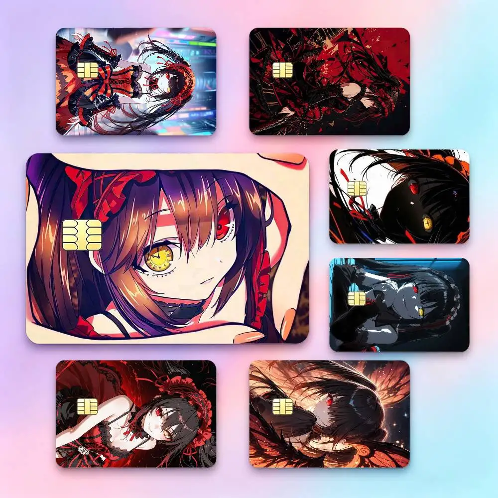 T-Tokisaki Kurumi Anime D-Date A Live  Credit Card HD Stickers Small Chip Waterproof Sticker Game Card Decal Gift