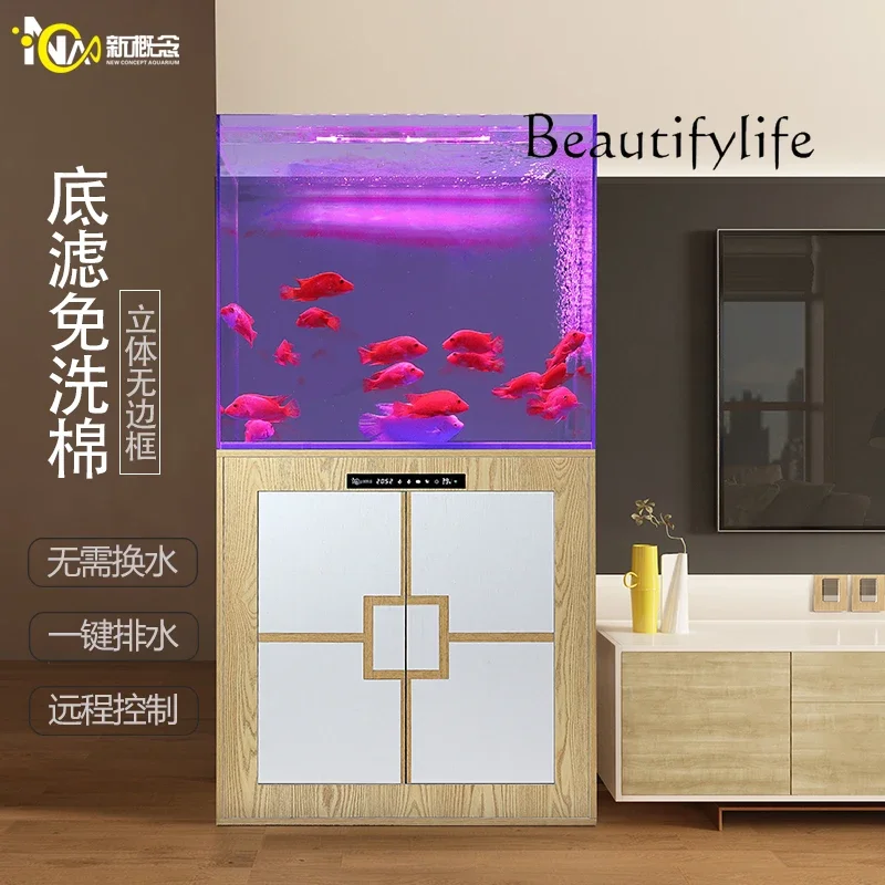 X36 Fish Tank Living Room Small Floor-to-ceiling Household Self-circulation Ecological Water-free Bottom Filter Aquarium