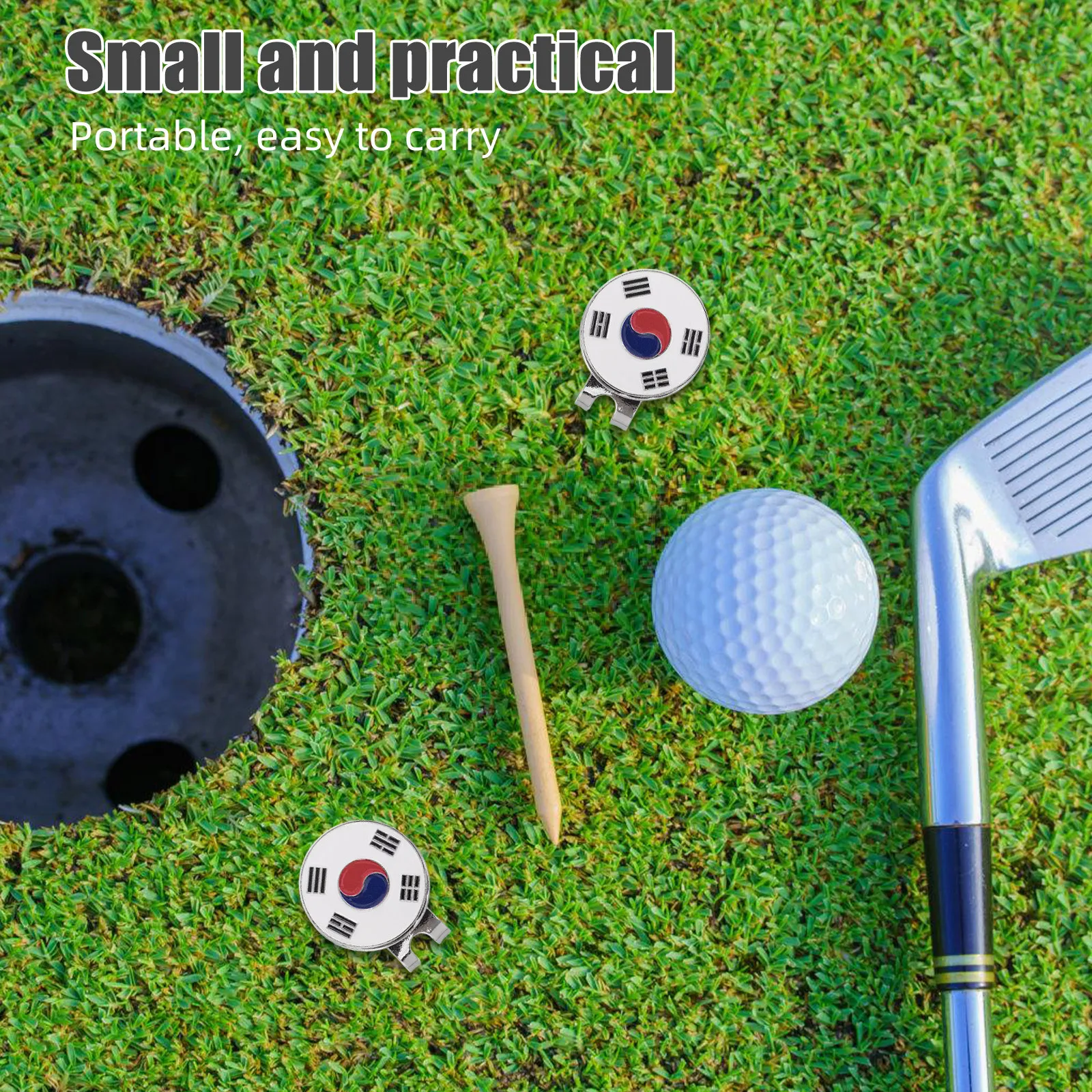 2Pcs Metal Golf Hat Clip Ball Marker Magnetic Compact Durable Precise Positioning Golf Accessory Set Ball Marker Hat Clip
