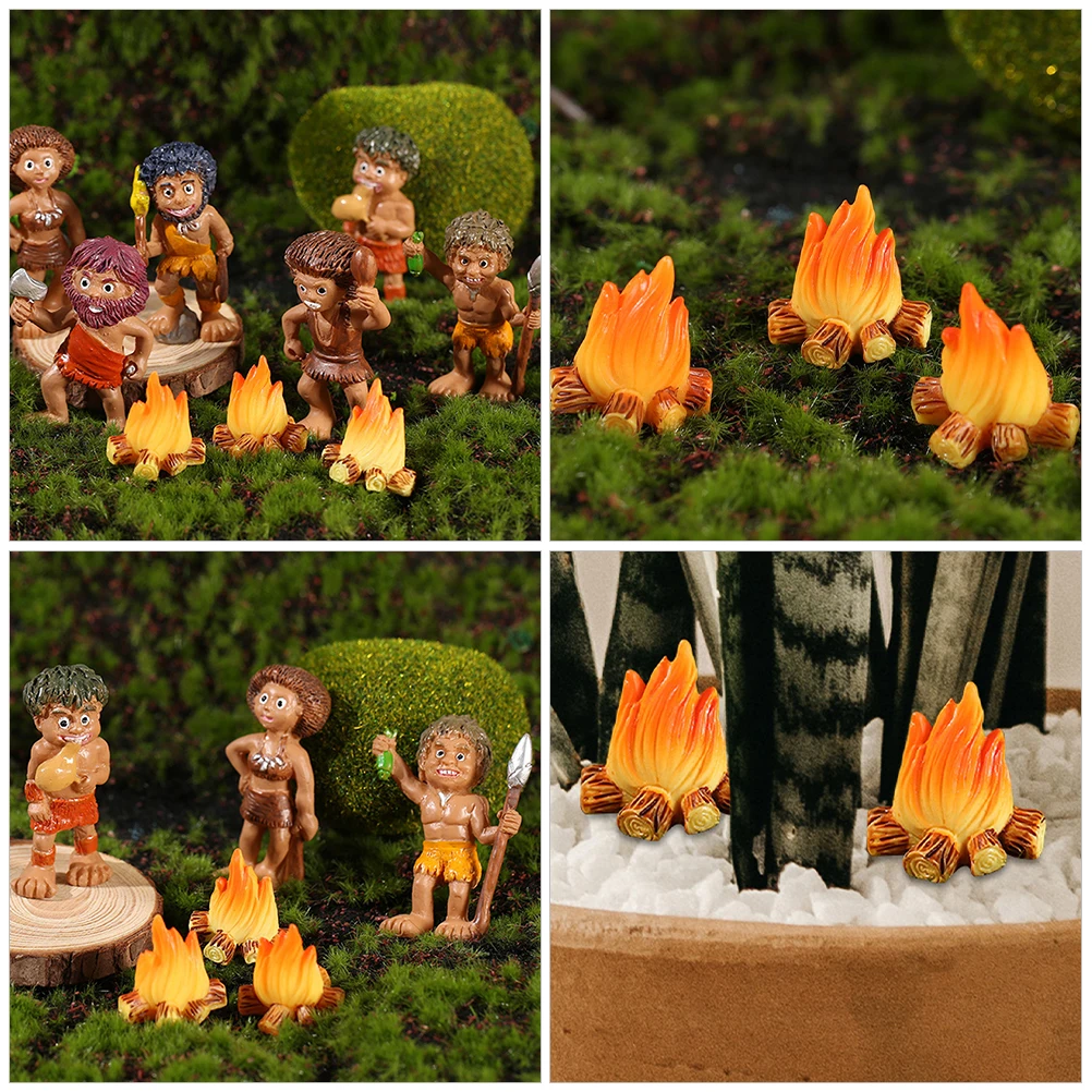 

24pcs Fire Decoration Ornaments Resin Campfire Flame Miniature Model Prop Craft Supplies For Micro Landscape Gardening DIY