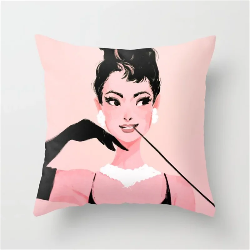 Car Sofa Big Cushion Pillowcase Nap Pillow Nordic New Portrait Pink Simple