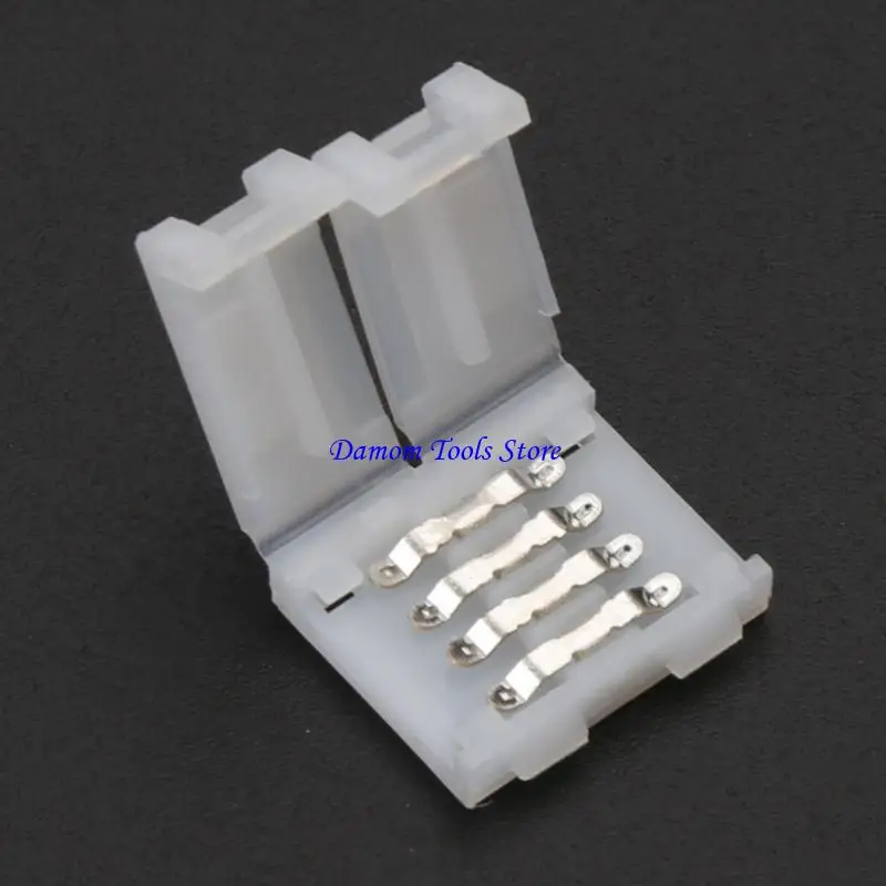 57BE Solderless Clip-on Coupler Connector 4 Pin 10mm For 5050 RGB LED Strip Light