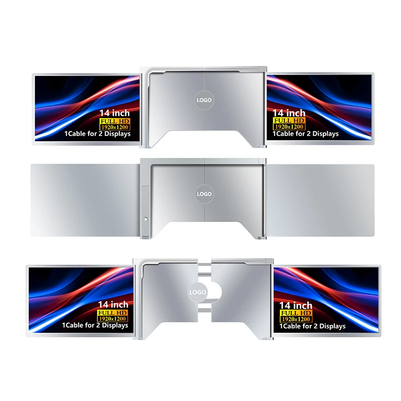 Customizable & Ready to Ship Dual Monitor for Laptop -14'' IPS Panel 1200P 1 Cable Connection Adjustable Stand Folding