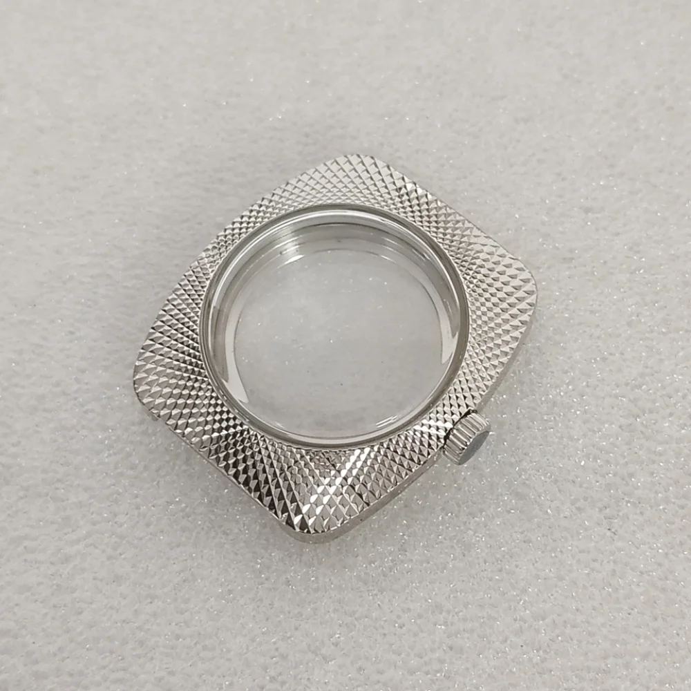 جديد 36.5 مللي متر حافظة ساعة + حزام ساعة مصقول عش الطيور تصميم ساعة أجزاء تعديل لحركة NH35/ NH36/7S