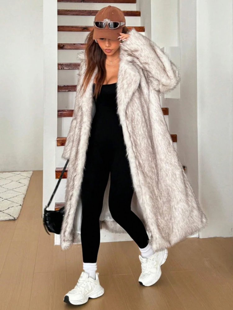 Zadorin 115cm longo casaco de pele de raposa do falso mulher alta rua quente jaqueta peluda casacos de pele do falso mulher roupas de inverno casaco de pele branca do falso