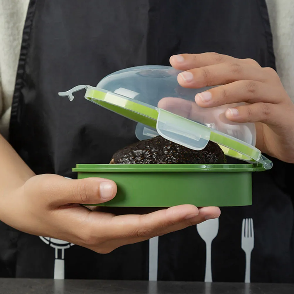 3pcs Avocado Storage Box with Silicone Lid, Transparent PP Fresh-Keeping Container for Kitchen, Concave Hole Design