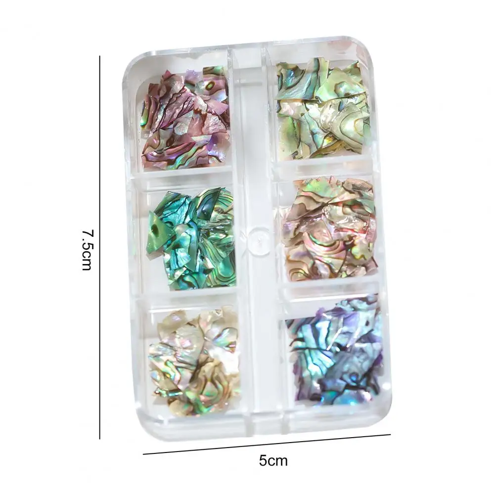 1 Box Nail Jewelry Good No Odor Nail Decoration 3D Color-changing Sea Shell Fragments Decor for Nail Salon