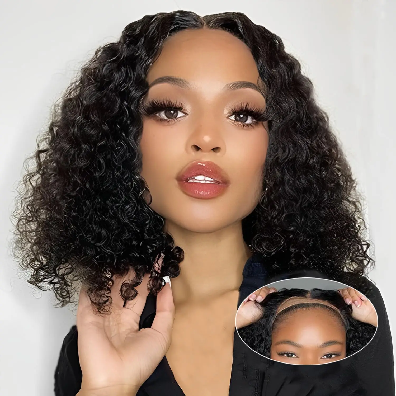 13x4 Glueless Curly Short Bob Wigs Human Hair Ready To Wear Deep Wave Preplucked Lace Front Human Hair Wig 180 Density Brazilian