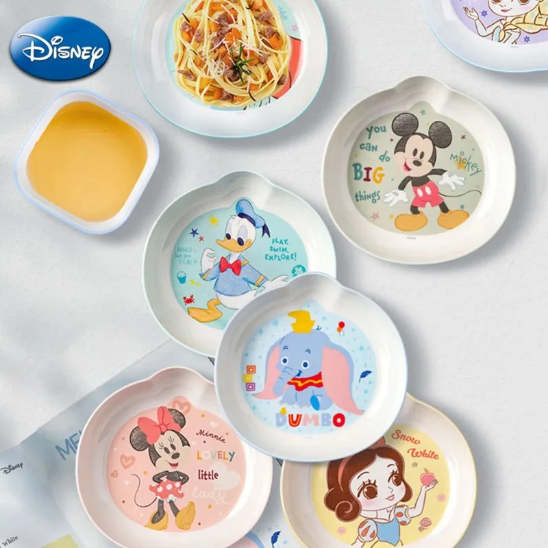 

Disney Princess Series Cartoon Plates Mickey Minnie Frozen Elsa Dessert Plate Kids Tableware Breakfast Pastry Salad Plate Dishes