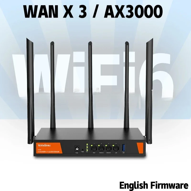 W30E Wireless Router, Gigabit, 6, 4 * LAN, 3000Mbps, 2.4GHz, 5.8GHz, USB, 5G Access Point, Dual Bank, 1.7GHz 256