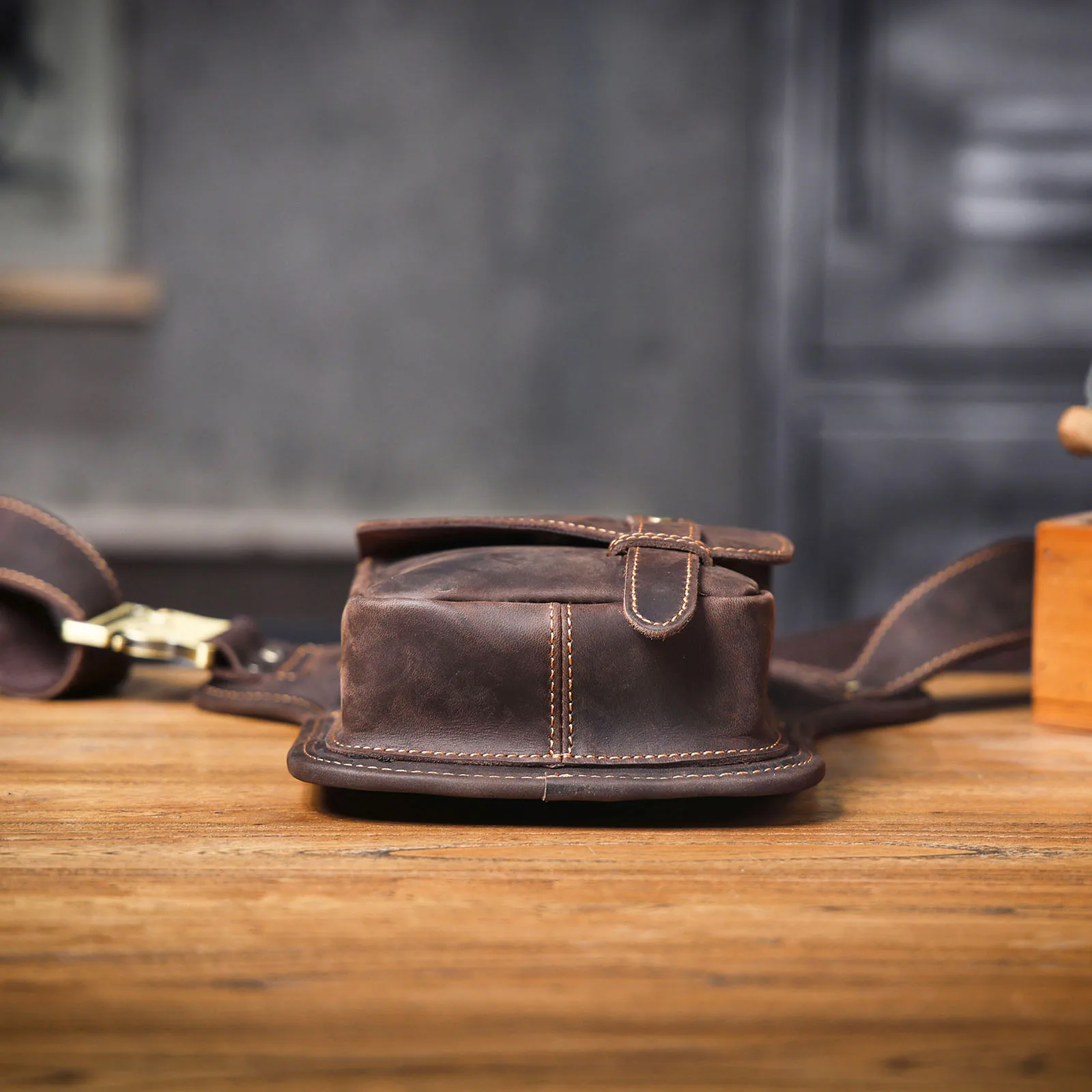 Vintage Herren Echtes Leder Taille Tasche Casual Schulter Taschen Top Schicht Rindsleder Outdoor Handy Holster Crazy Horse Leder – Detail 22