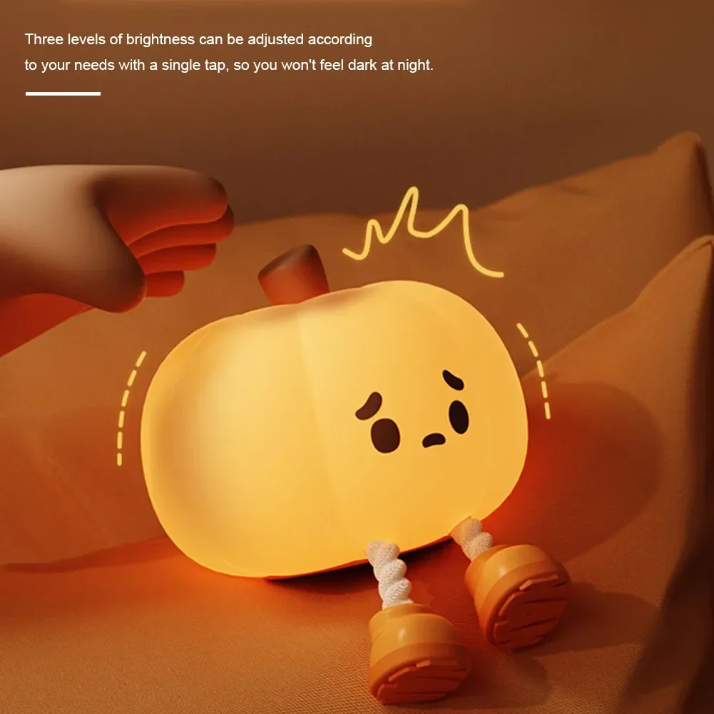 Pumpkin Shape LED Night Light Dimmable Christmas Nursery Nightlight 30 Minute Timer Sleeping Table Lamp for Bedroom Decor